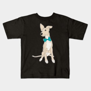 Cute fawn Italian Greyhound with bright teal bow Kids T-Shirt